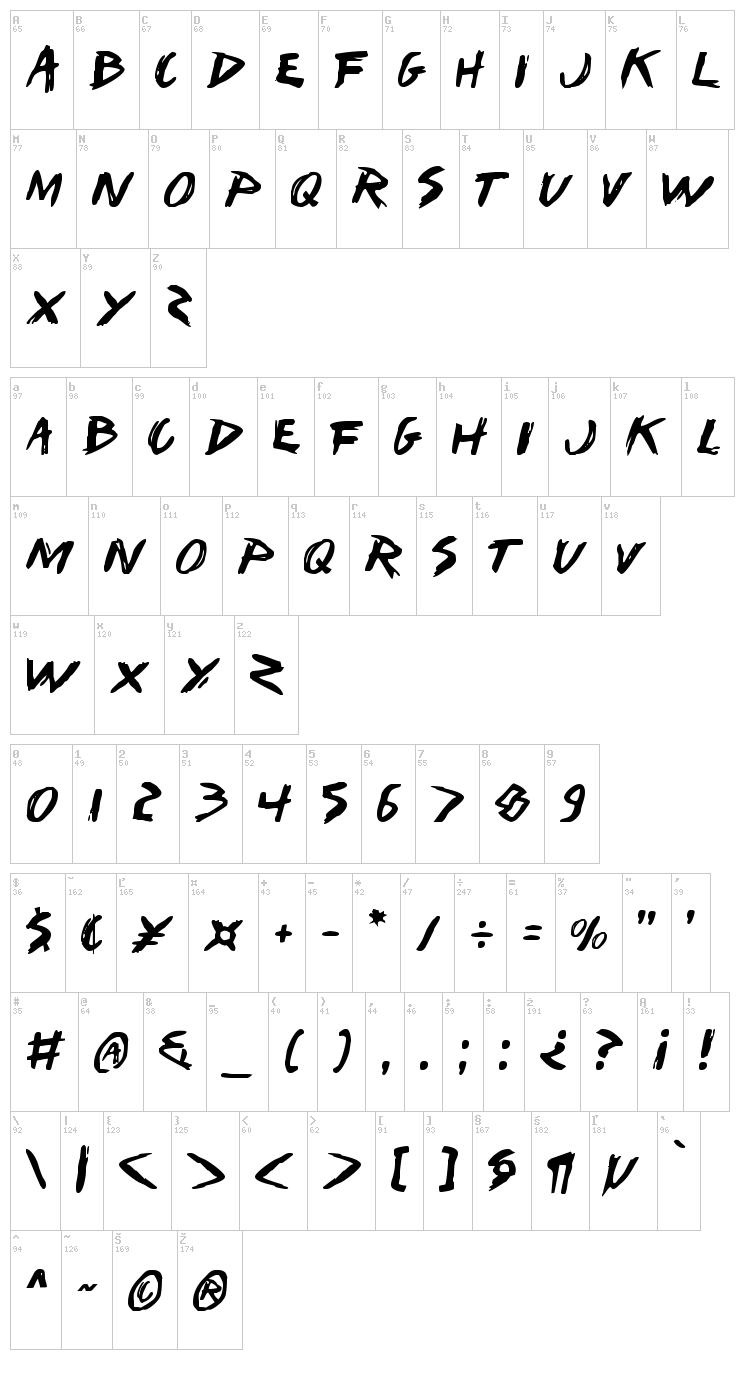 I Want My TTR ! font map