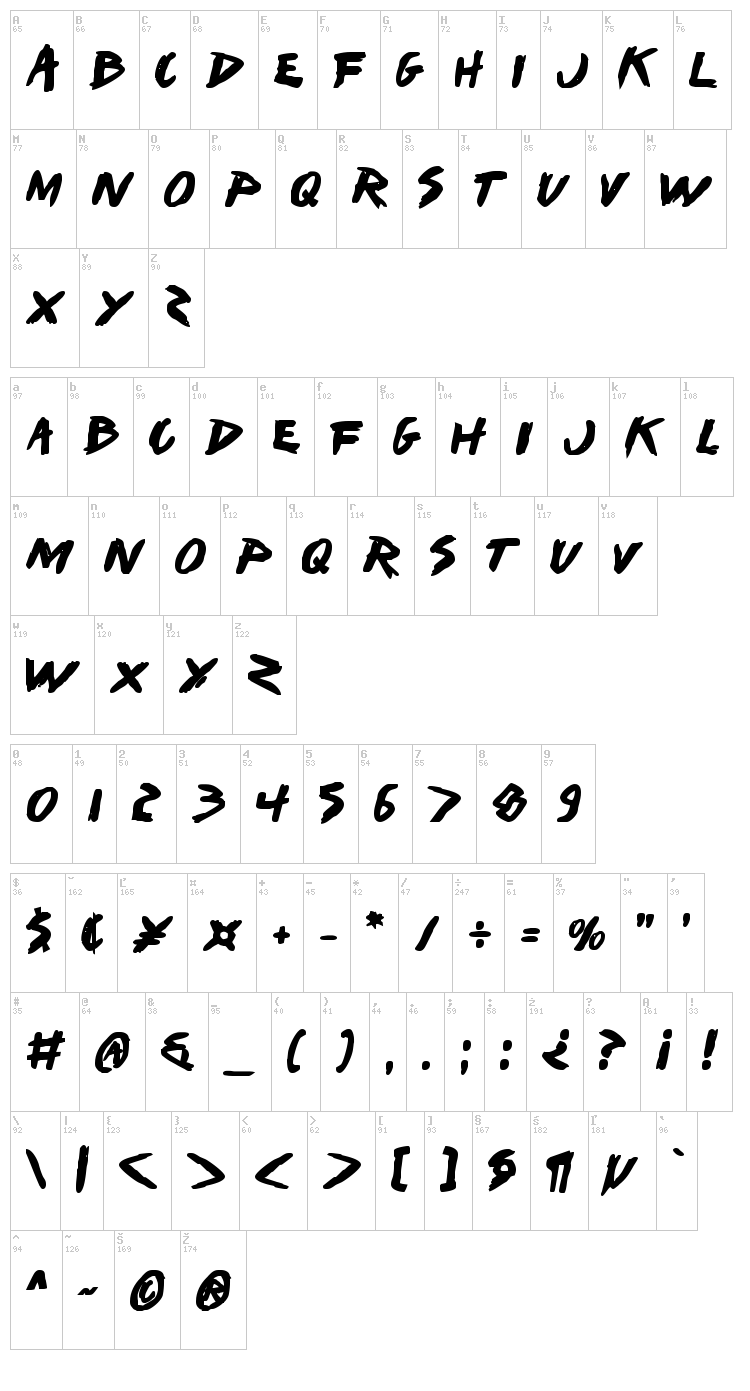 I Want My TTR ! font map