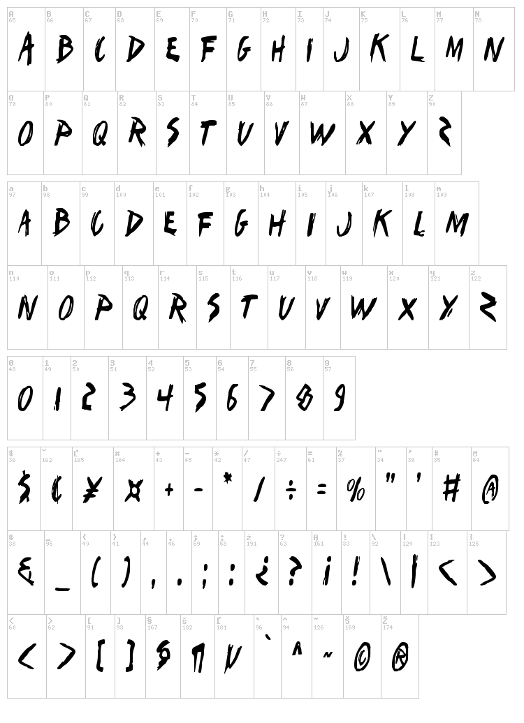 I Want My TTR ! font map