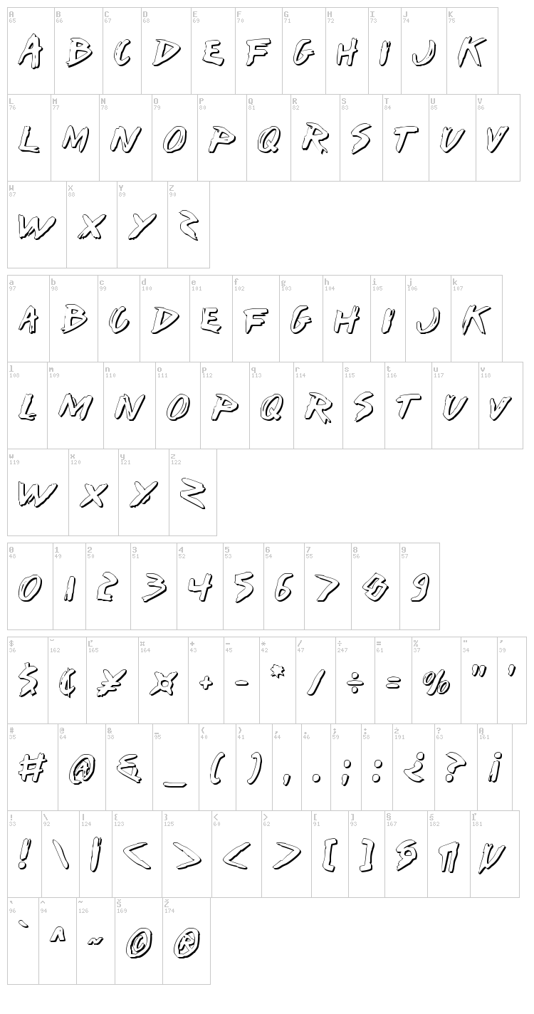I Want My TTR ! font map