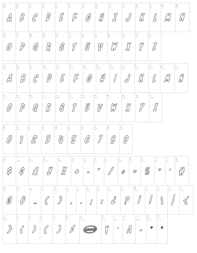 In-House Edition font map