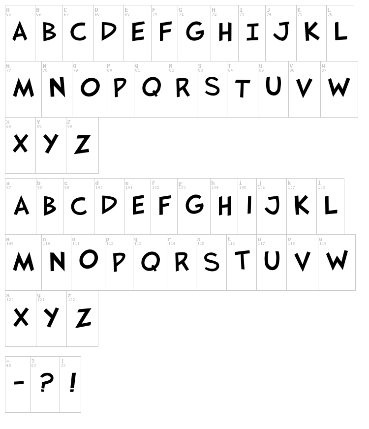 JaysFX font map