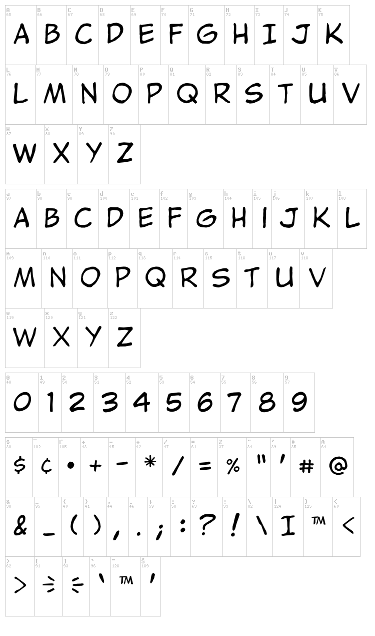 Jibbajabba font map