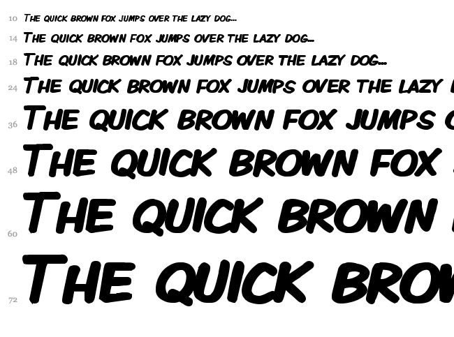 Komika Display font waterfall