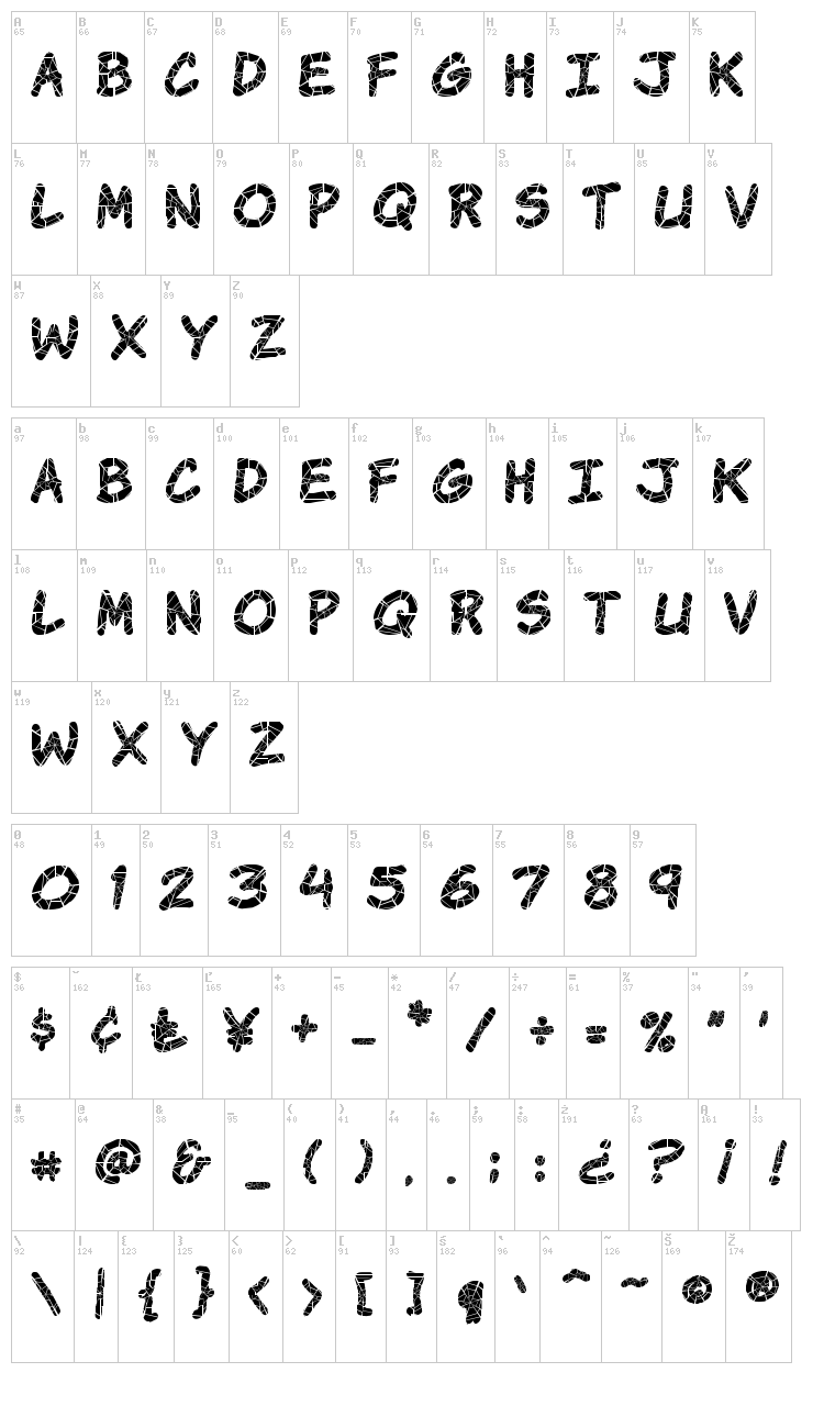 Komika Krak font map