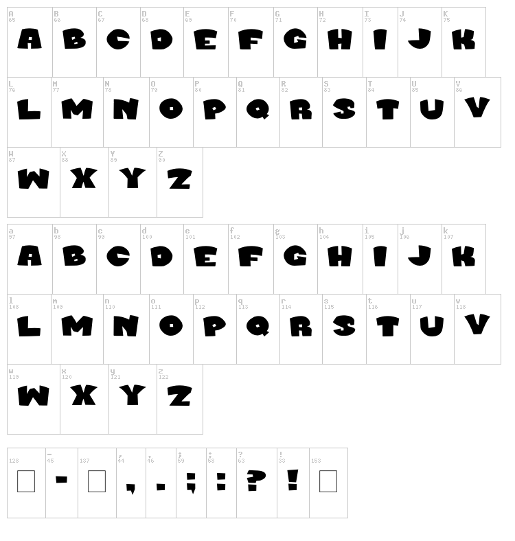 Murder Block font map