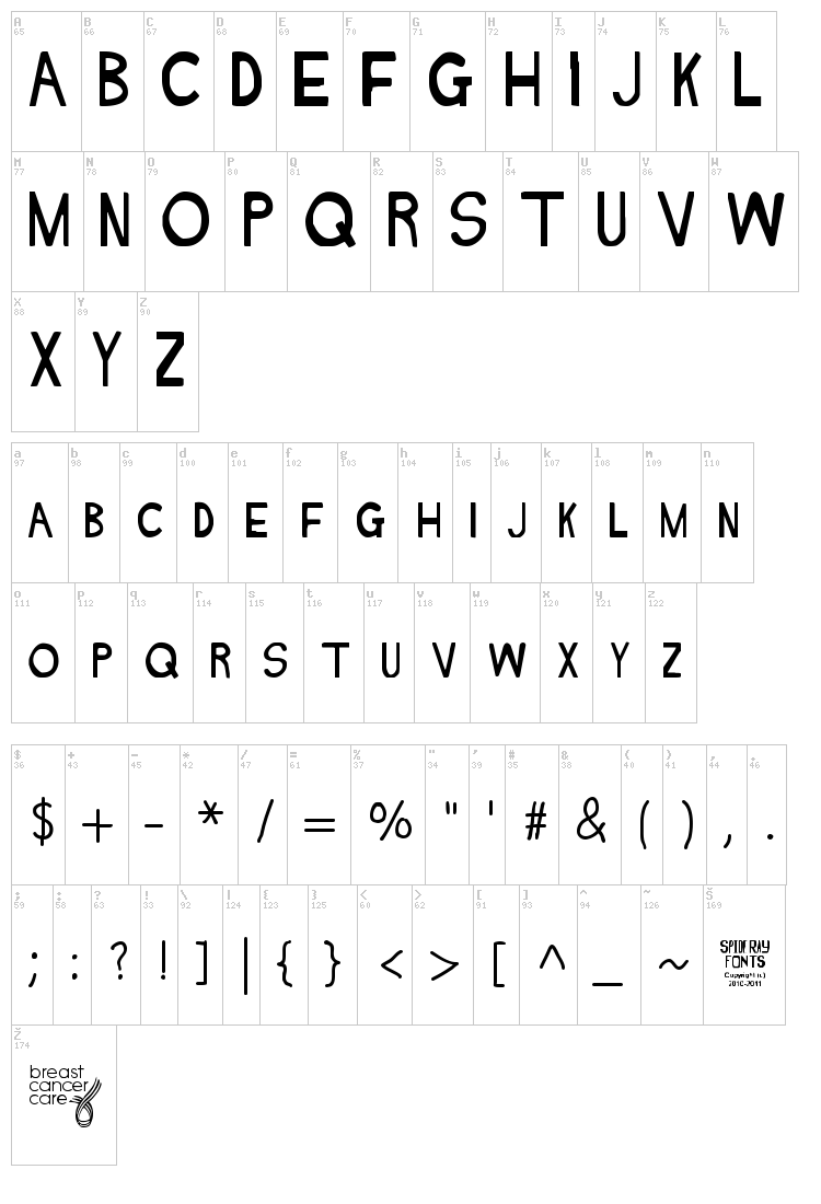 Naked font map