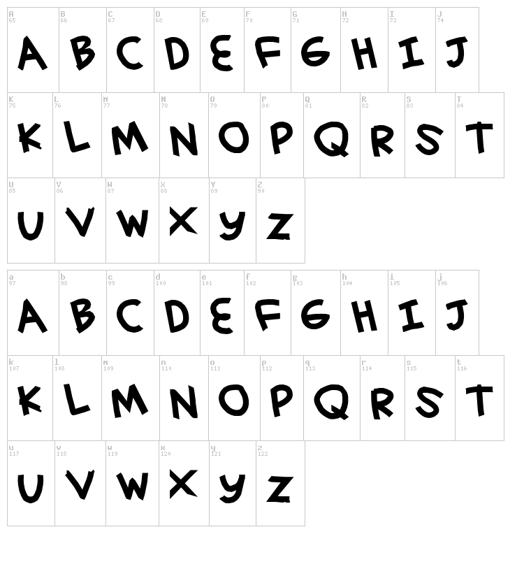 Simplehand font map