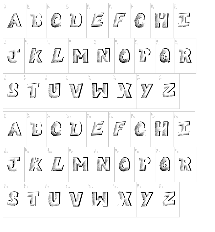 Sketchy Comic font map