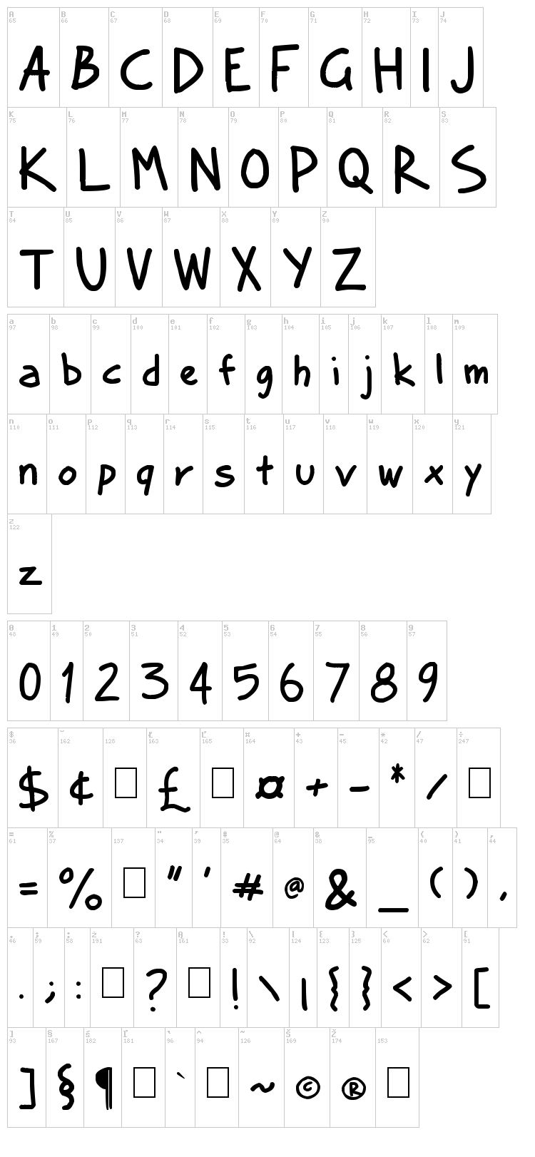 Valium font map