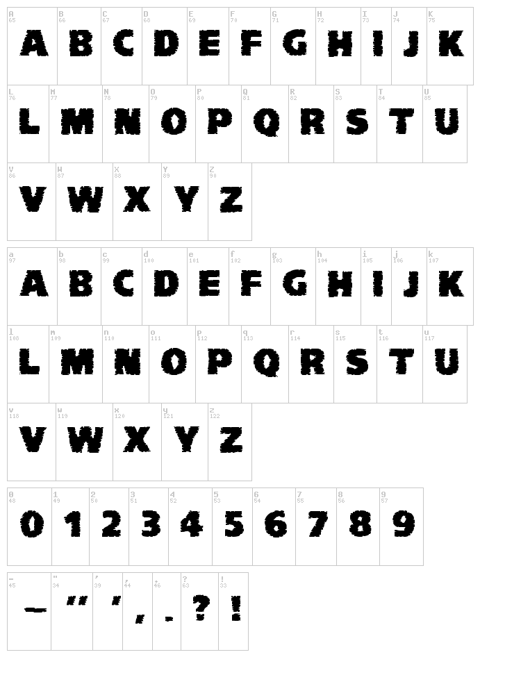 VTC Komika Head Liner font map