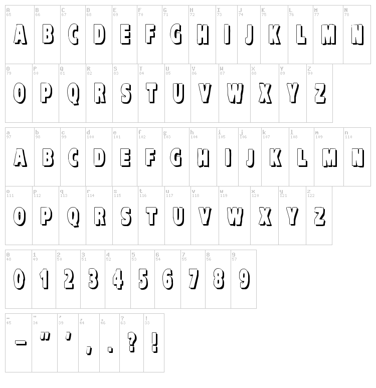 VTC Komika Head Liner font map