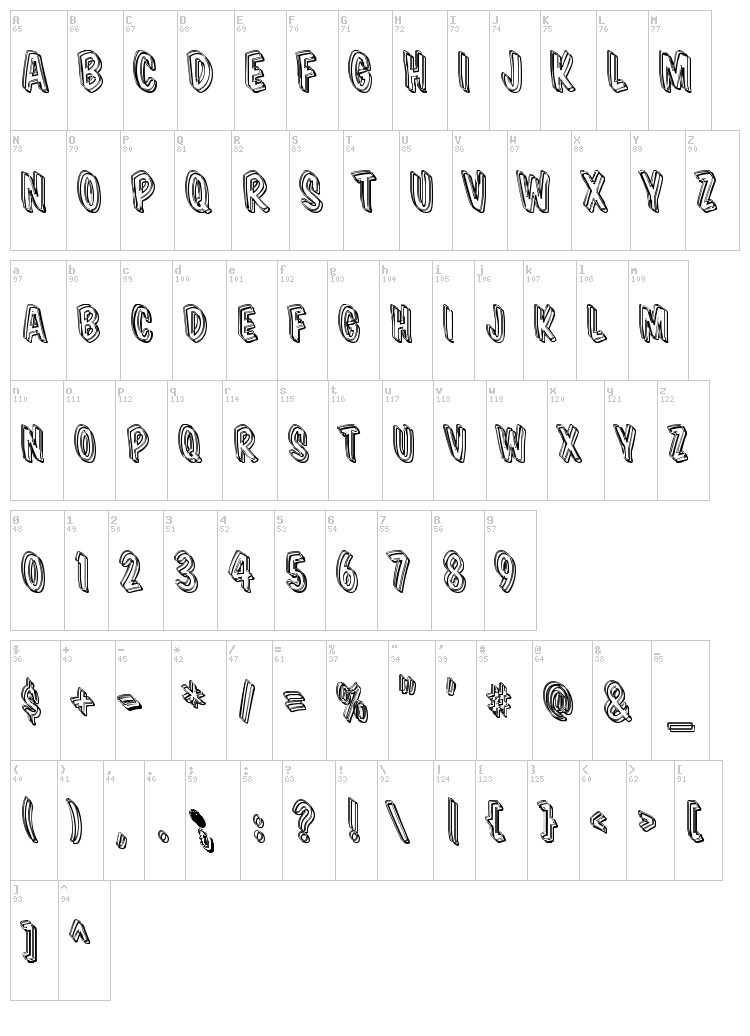 VTC Supermarket Sale font map