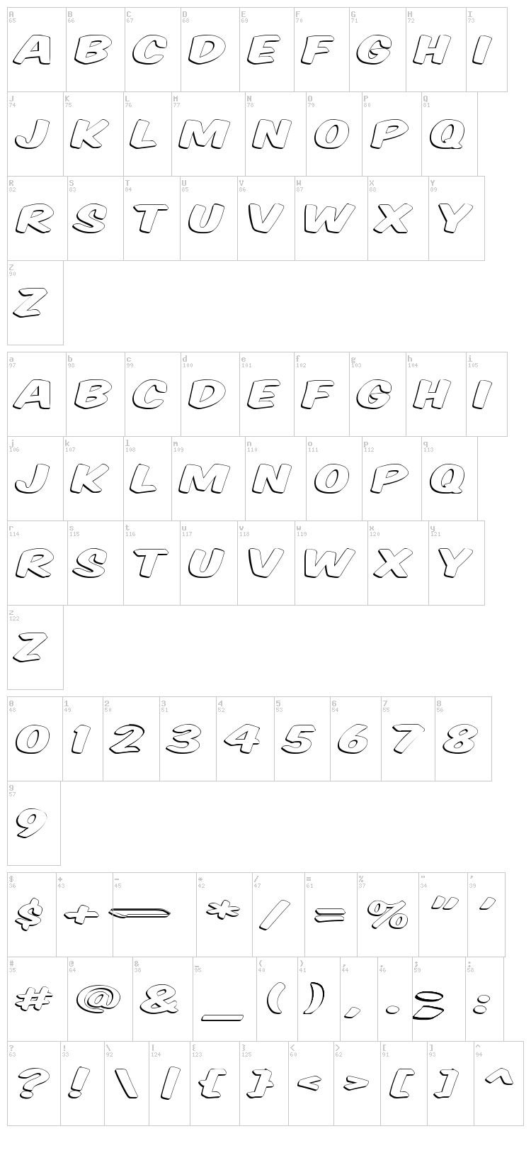 VTC Supermarket Sale font map