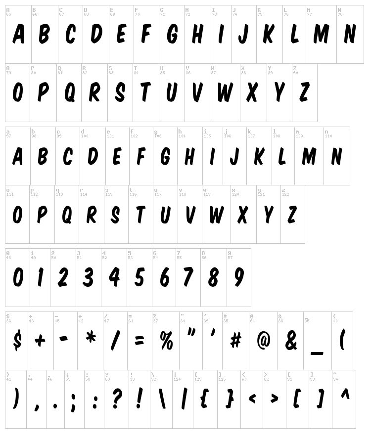 VTC Supermarket Sale font map