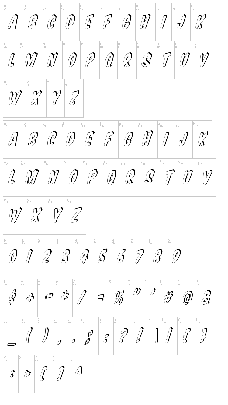 VTC Supermarket Sale font map