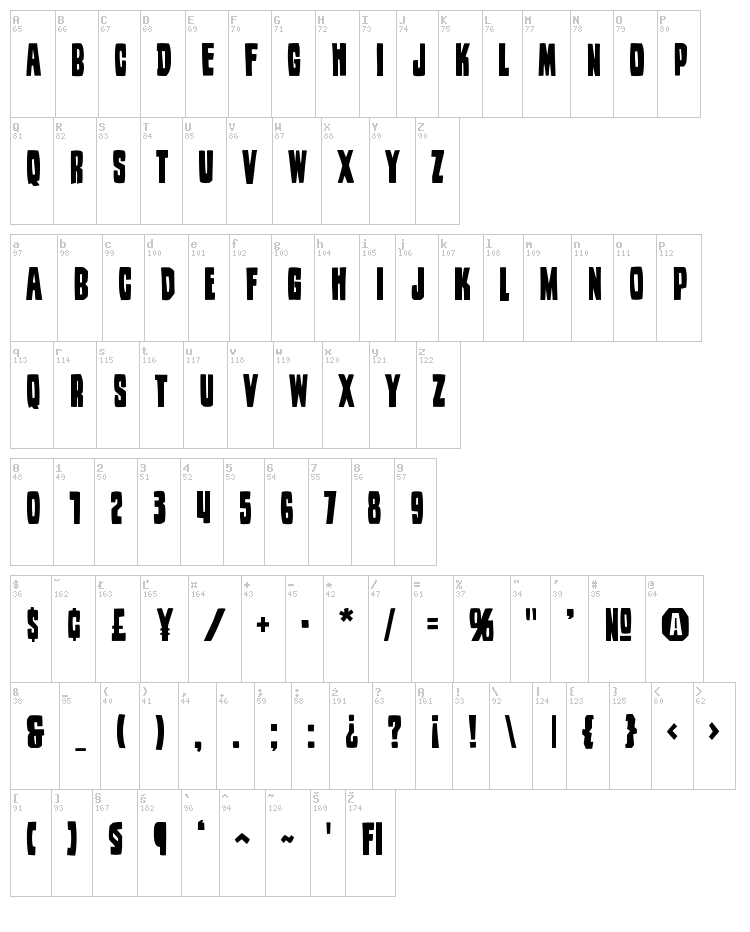 Woodstamp font map