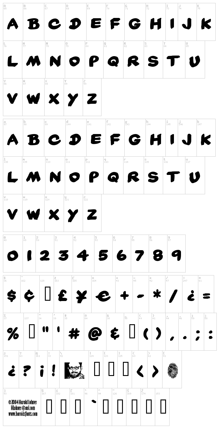 Yard Sale font map