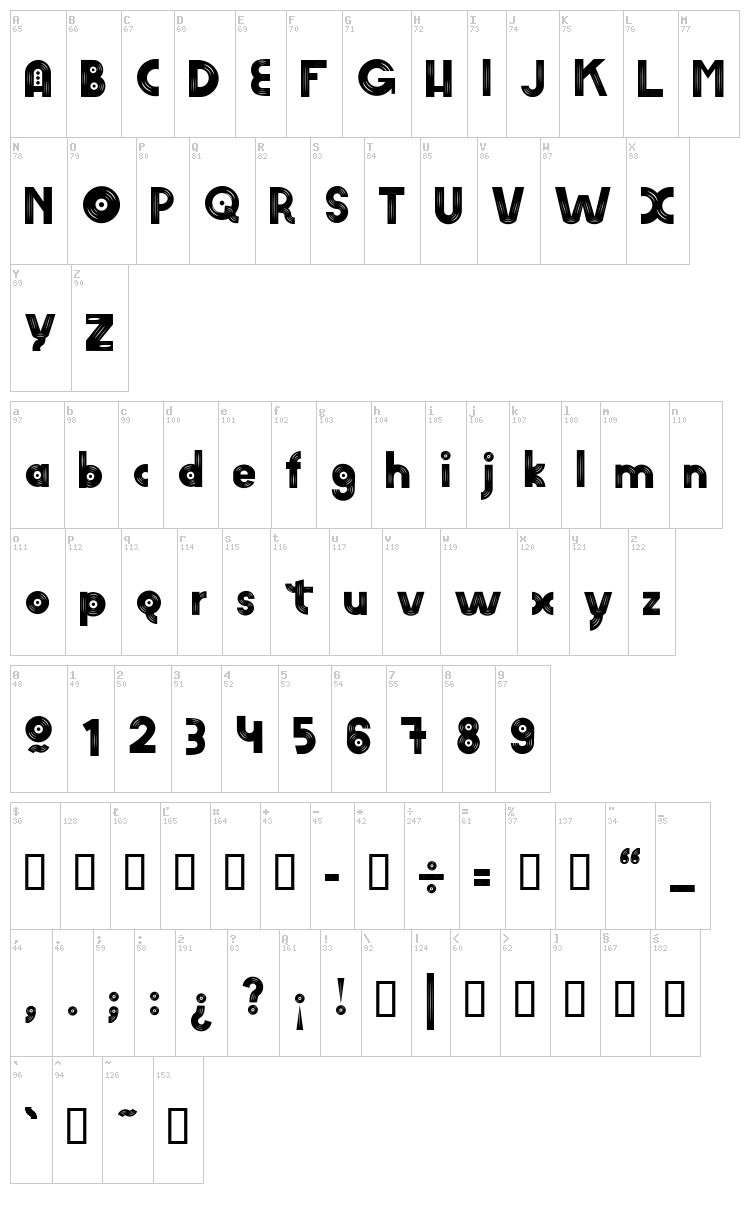 Am Vinyl font map