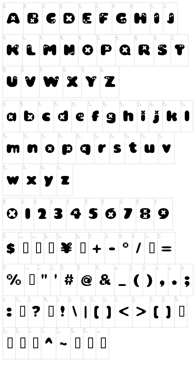 Bambino font map