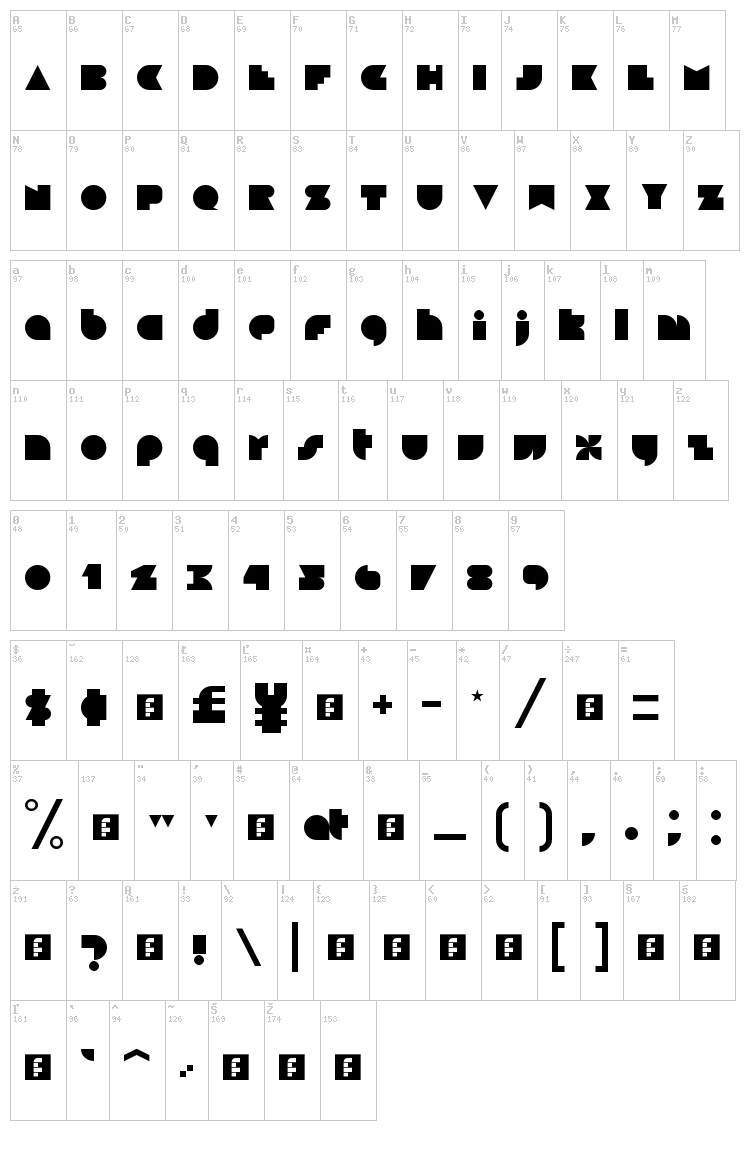 Blackfoot font map