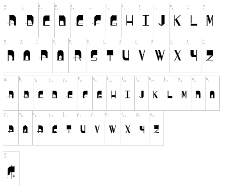 BoldyHead font map