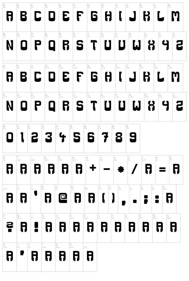 Booze font map