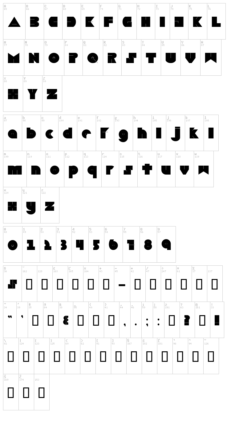 Boredom font map