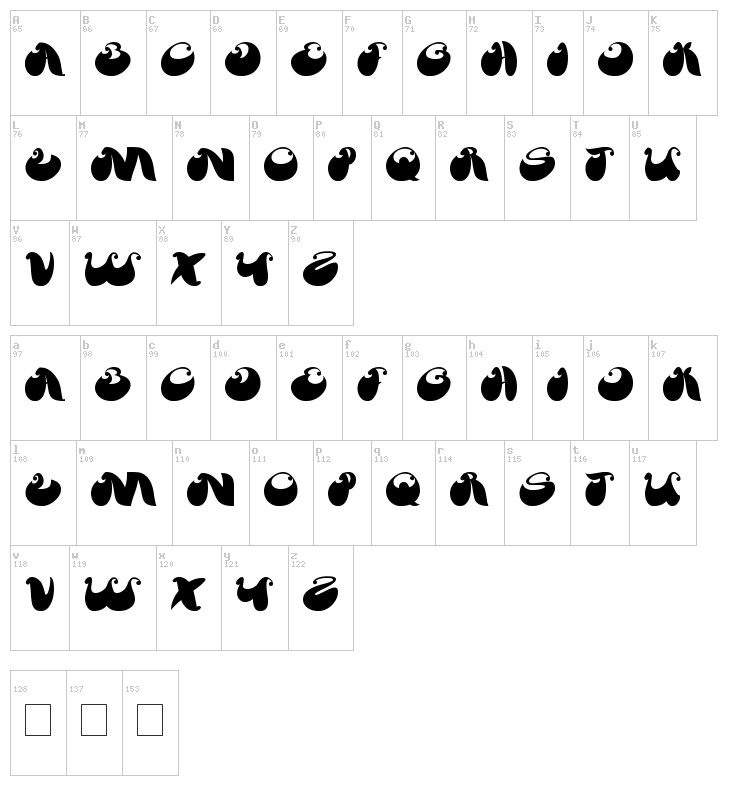 Butterfly font map