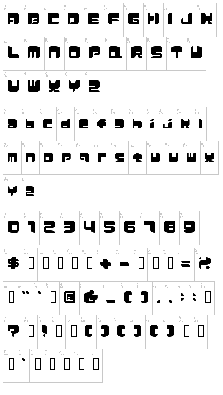 Comicker font map