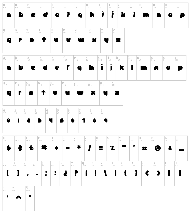 Crazy Diamond font map