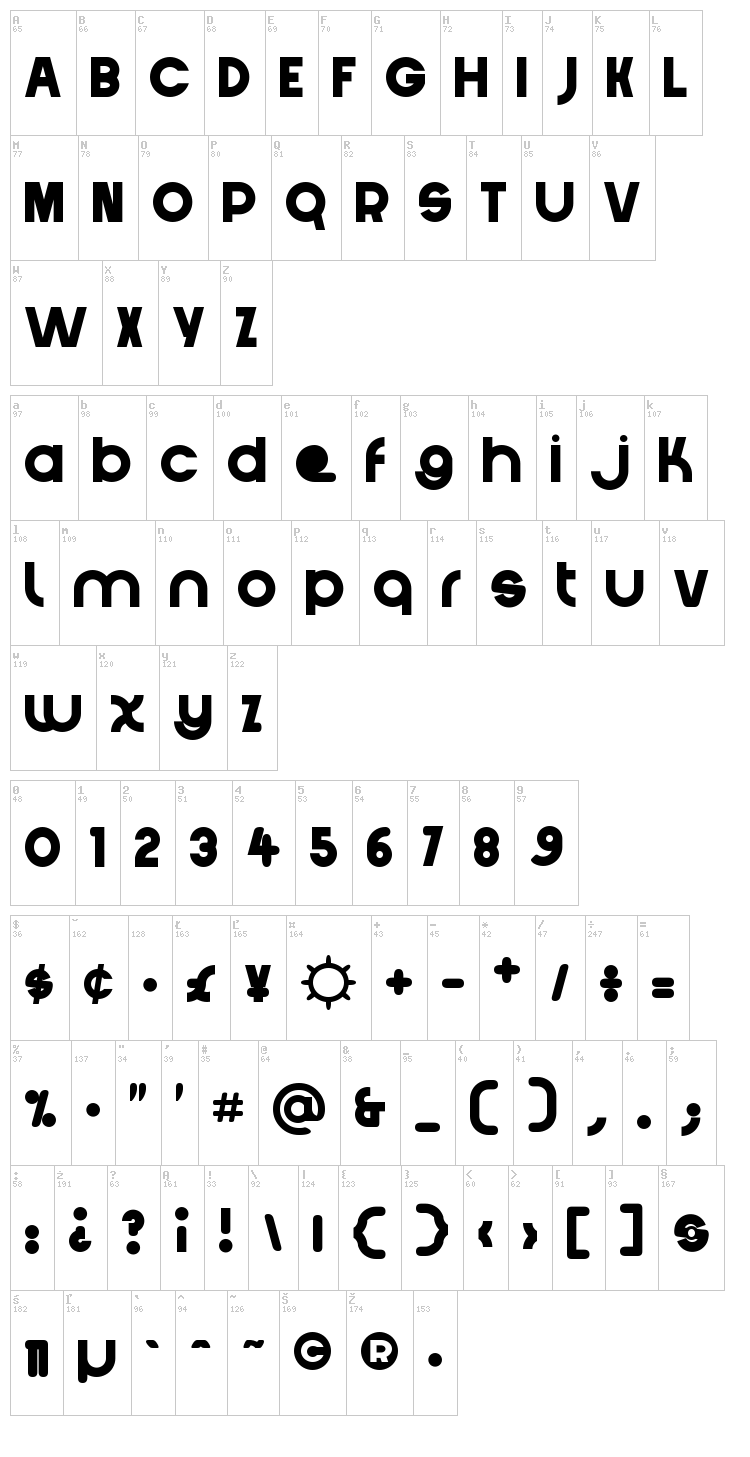 Crystal Lake font map