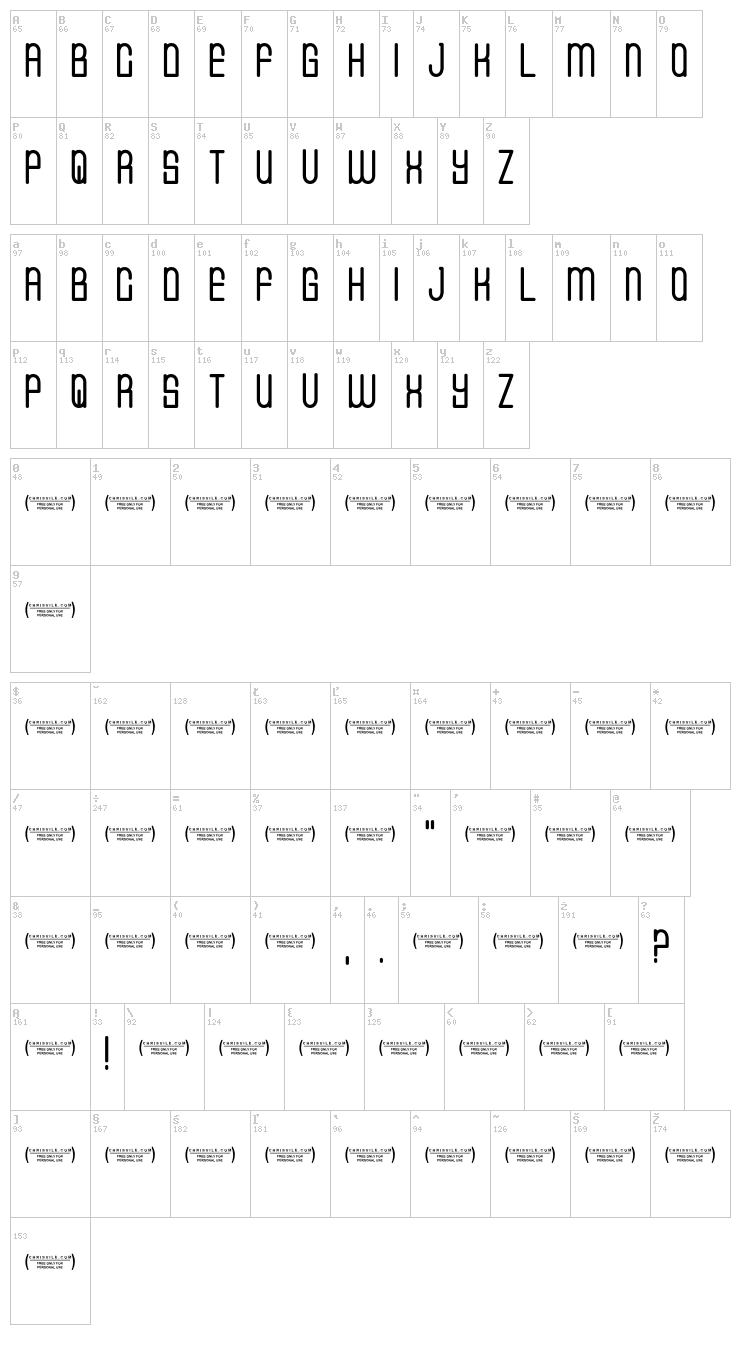 CVF Buffalo Grove font map