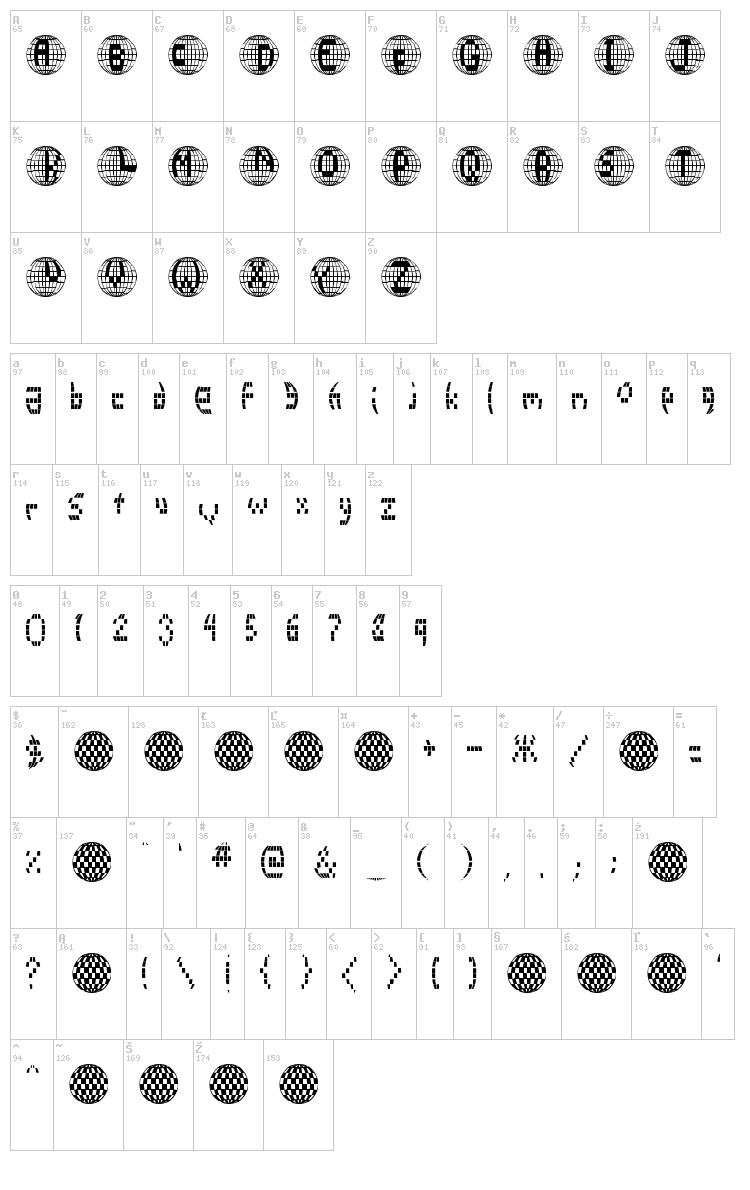 Disco 2000 font map