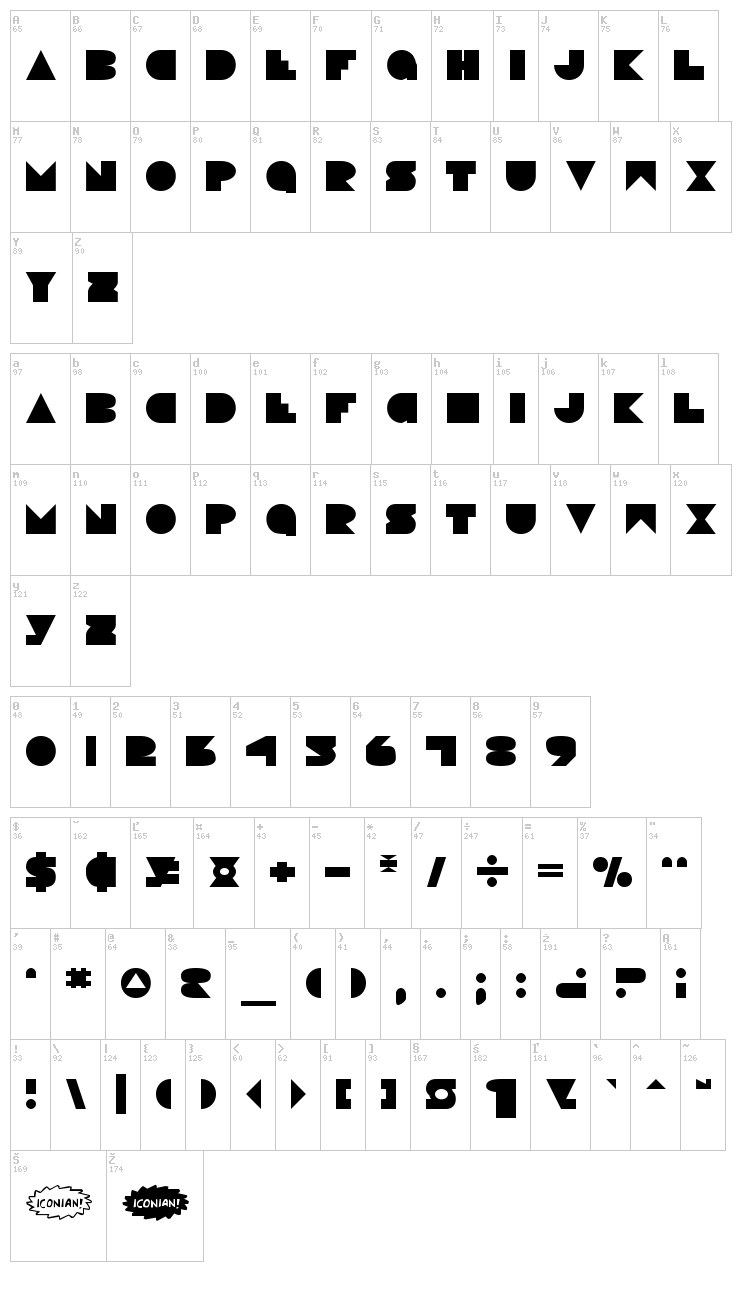 Disco Deck font map