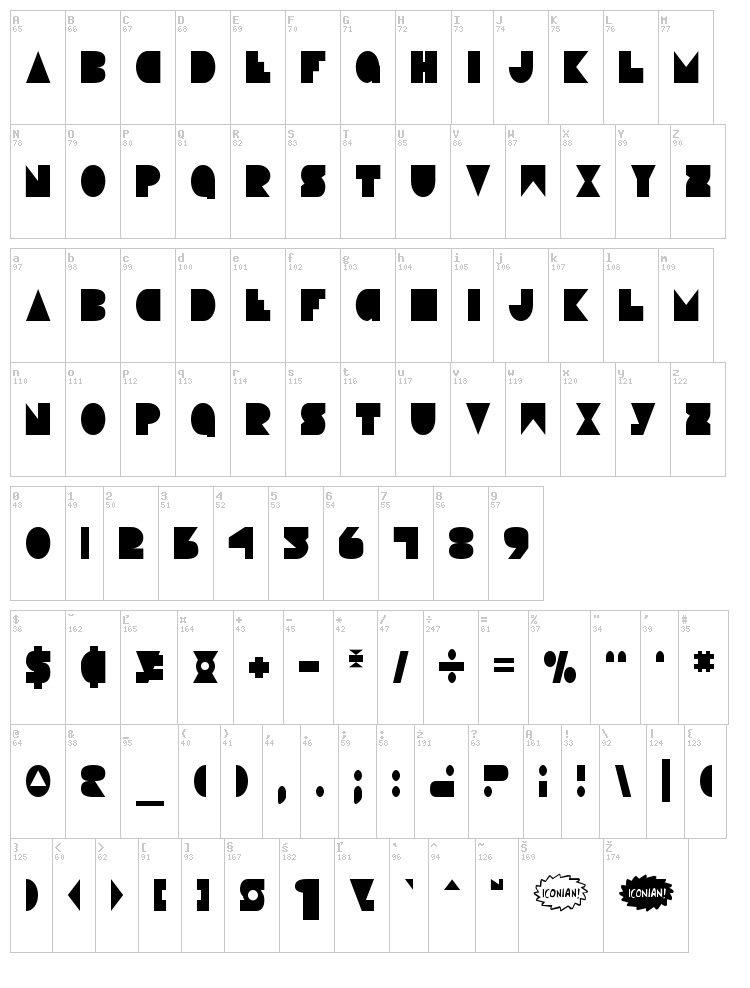 Disco Deck font map