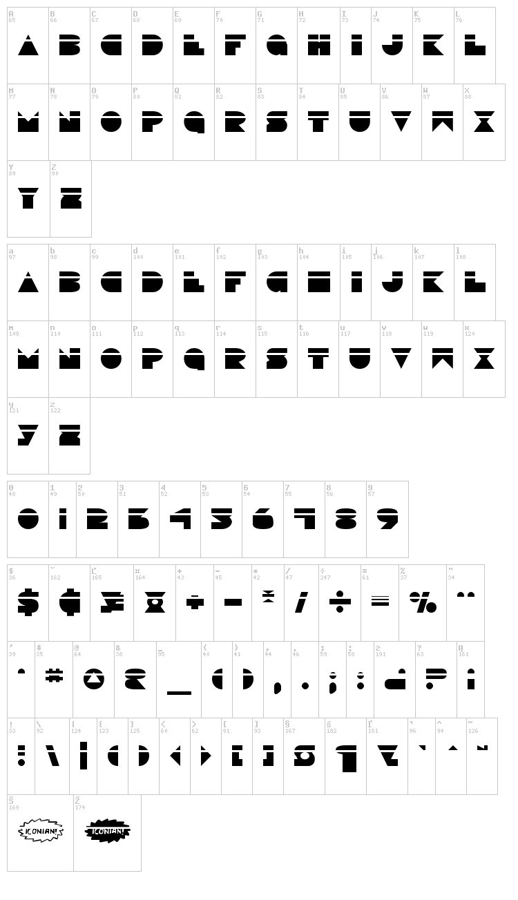 Disco Deck font map