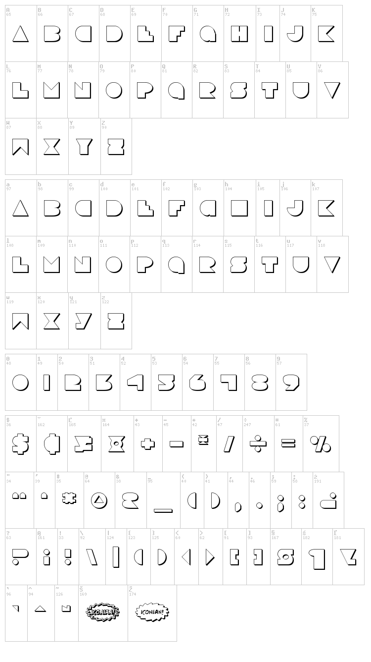 Disco Deck font map