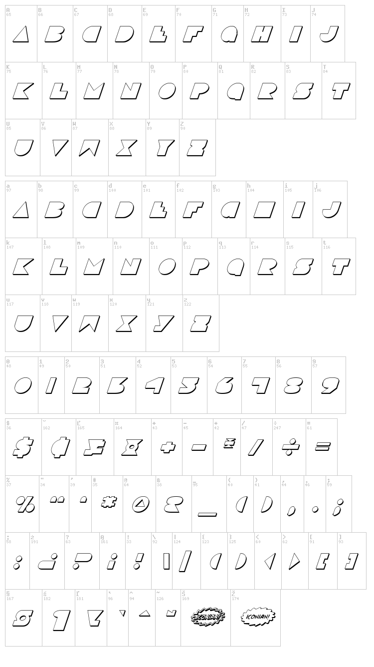 Disco Deck font map