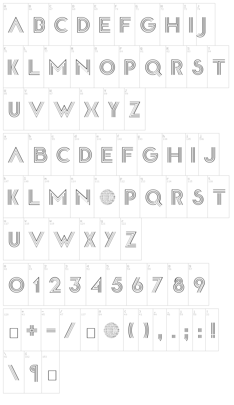 Disco Diva font map