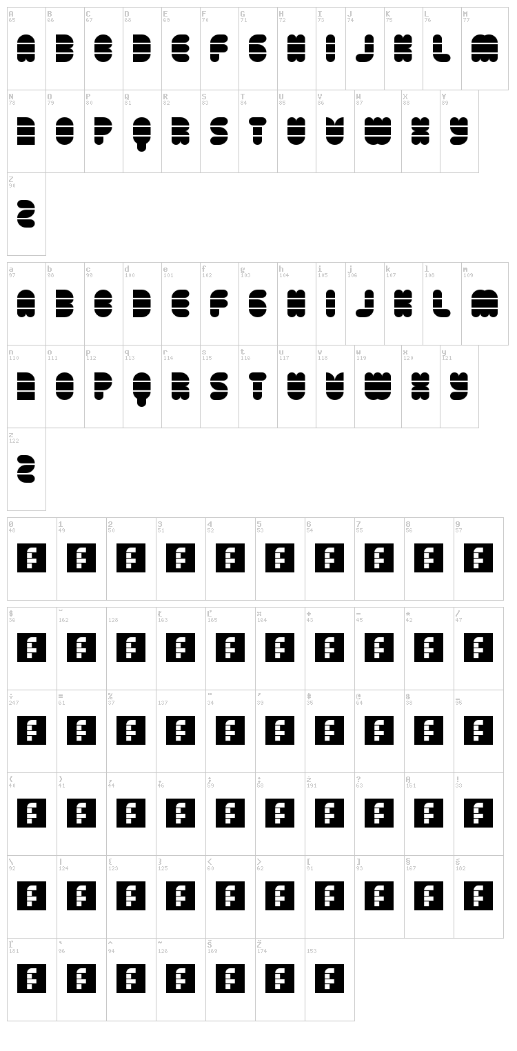 Disco Flow font map