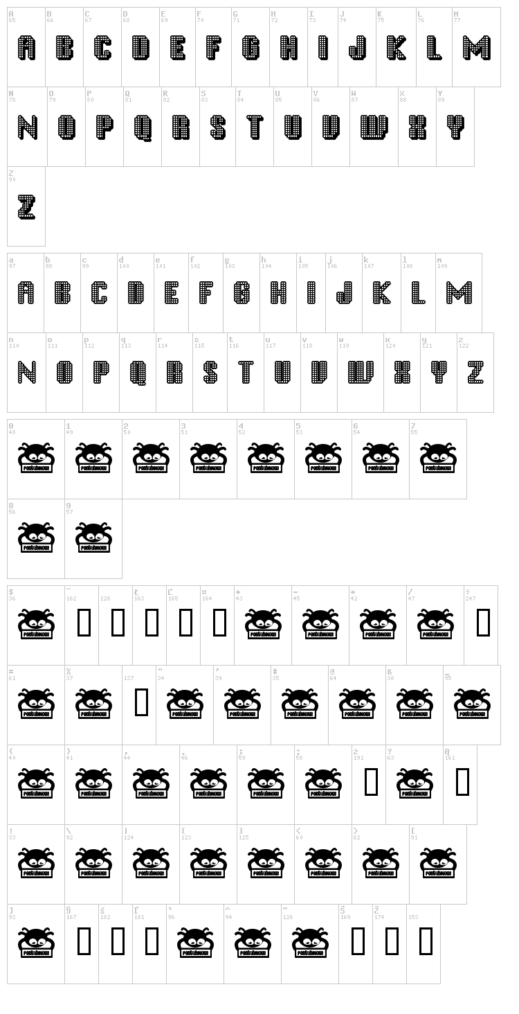 Disco Inferno font map