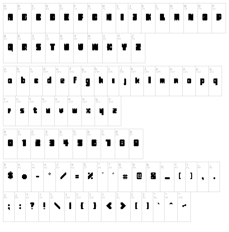 Domino font map
