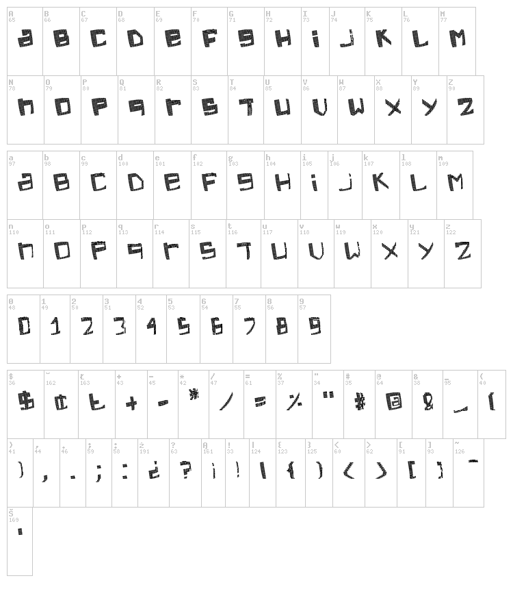Electric Feel font map