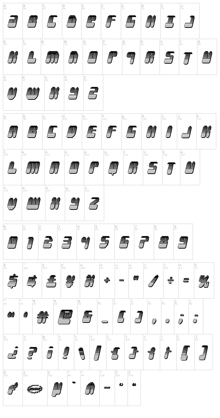 Force Majeure font map