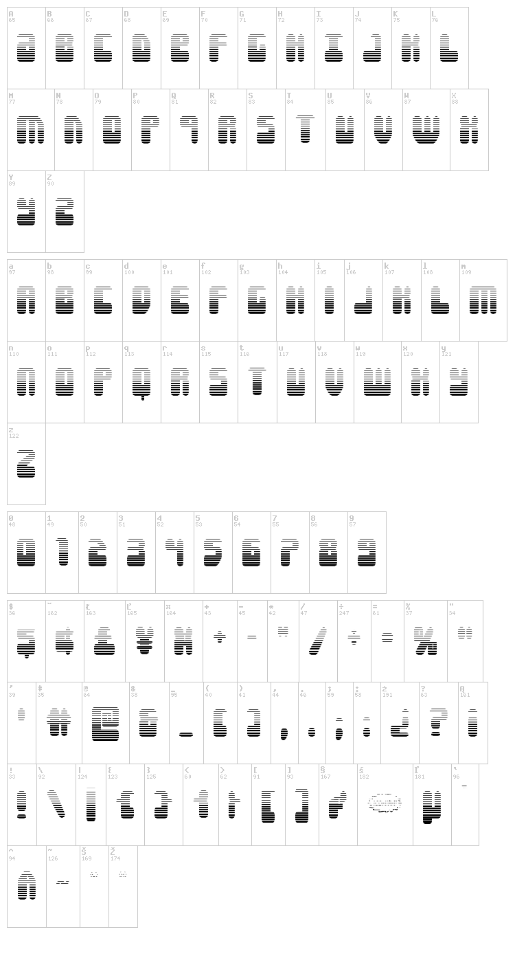 Force Majeure font map
