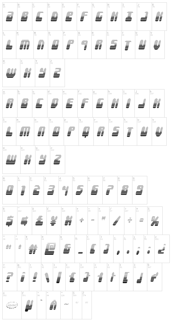 Force Majeure font map