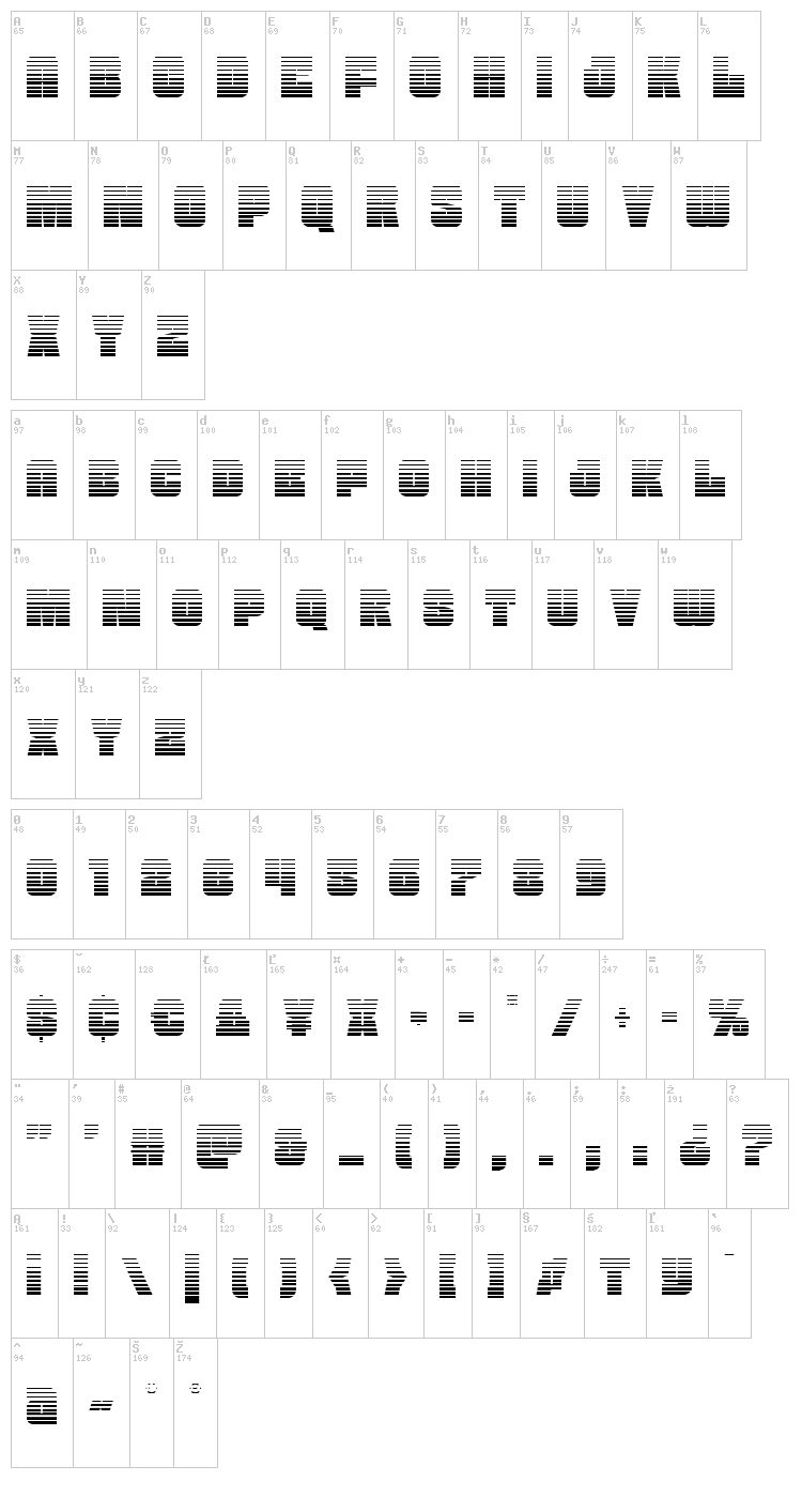 Funk Machine font map