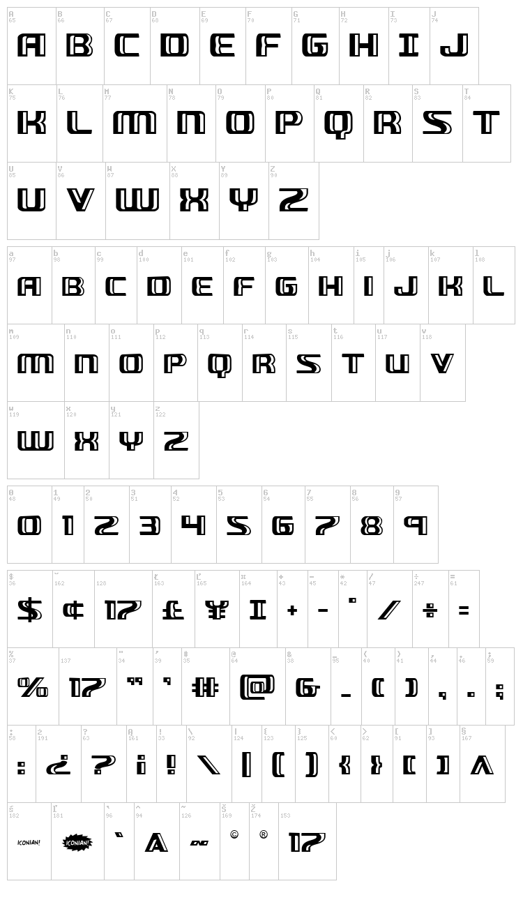 Grease Gun font map