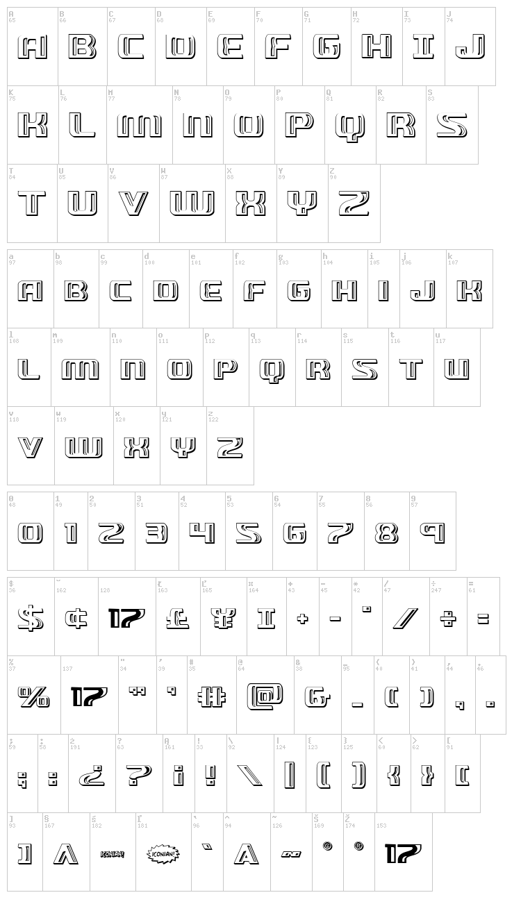 Grease Gun font map